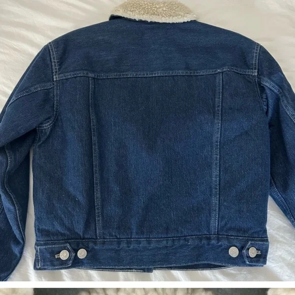 Madewell xs The Cropped Oversized Trucker Jean Jacket: Sherpa Collar Edi… - Picture 8 of 9